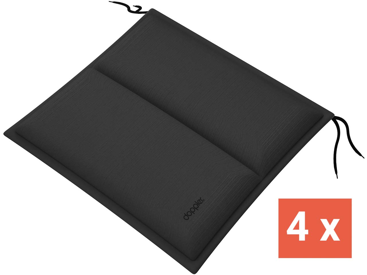 doppler Sitzkissen "CITY" mit Längssteppung, 4er-Pack, 48x48x6 cm, Polyester, anthrazit