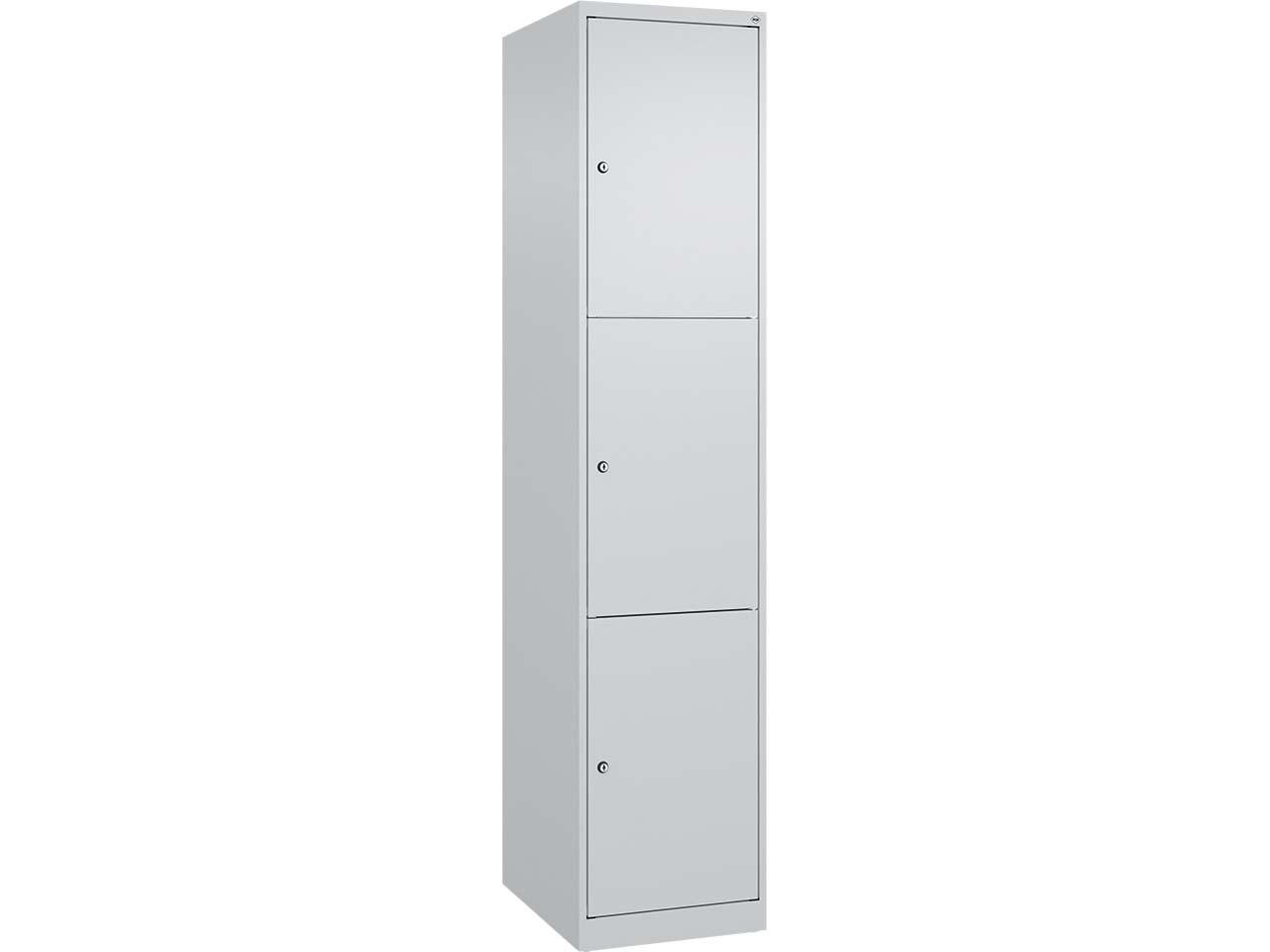 C+P Schließfachschrank Classic PLUS, 3 Fächer, 1850x400x500mm, Lichtgrau/Lichtgrau