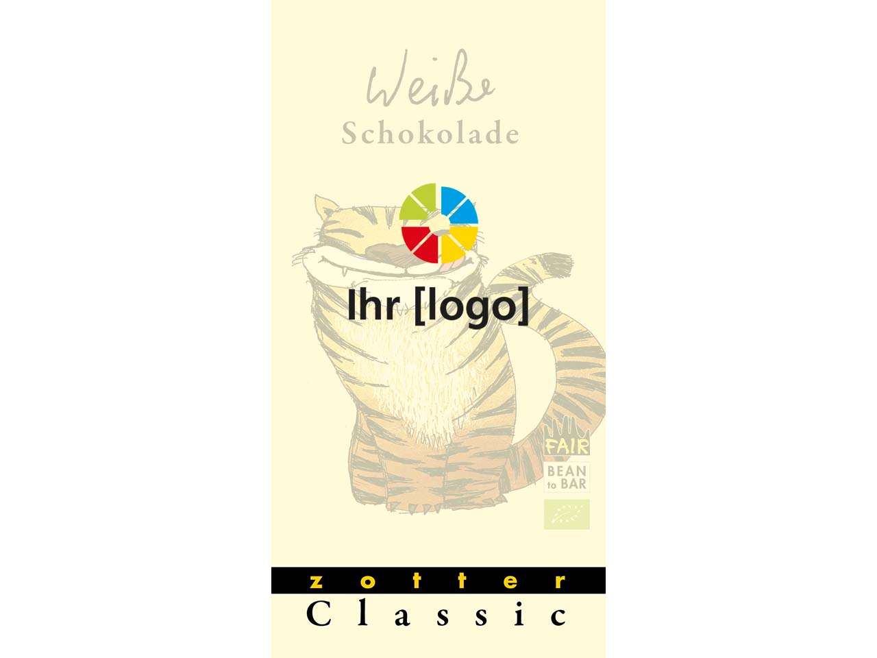 Zotter Bio-Schokolade 'Classic' mit indiv. gestalteter Banderole weiße Schokolade 70 g