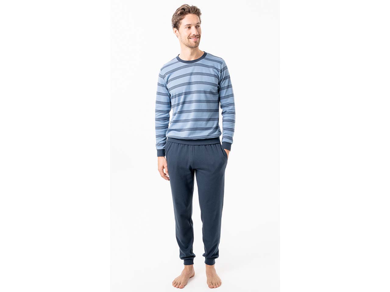 Living Crafts Bio-Herren-Schlafanzug 'ALVAR', ocean blue, Gr. XL