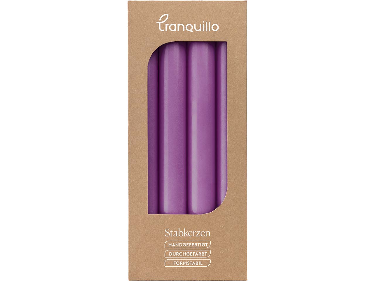 tranquillo 4er-Pack Stabkerzen "GLUMI" aus Stearin, H 20 cm, violett