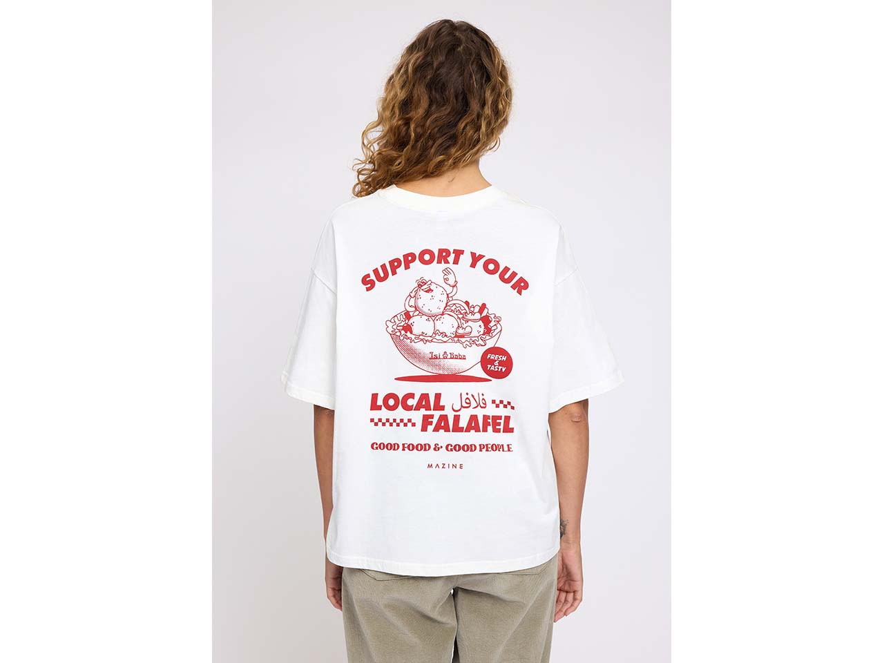 MAZINE Damen-Oversized-T-Shirt 'Back Print' mit Rundhalsausschnitt, falafel, Gr. L