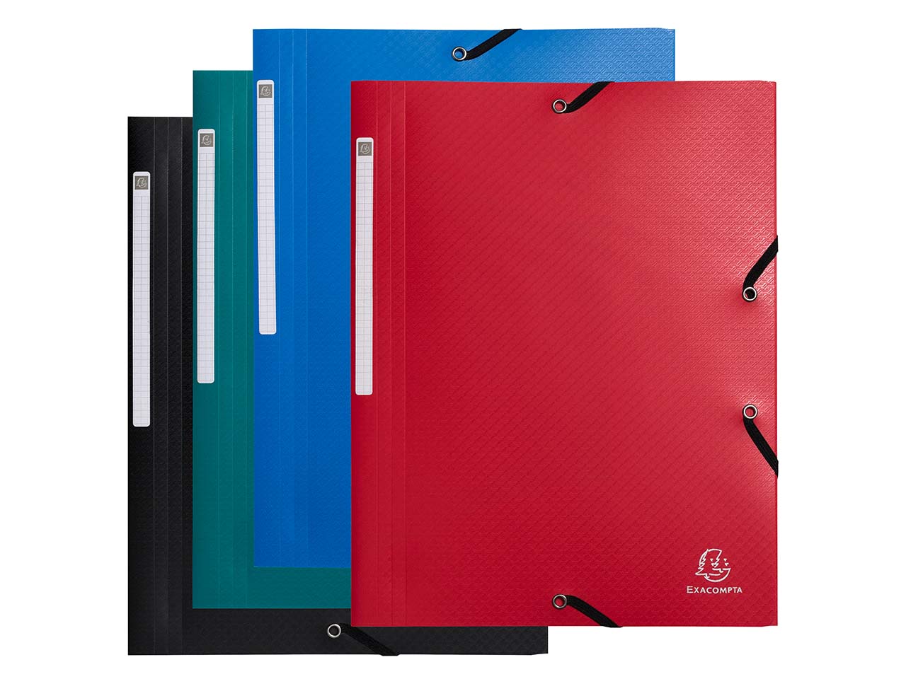 50 Exacompta Sammelmappen "OpaK", DIN A4, Gummizug, 3 Klappen, sortiert