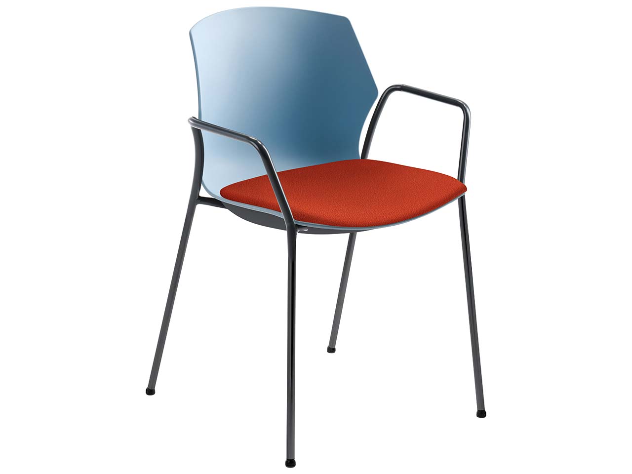 2x Besucherstuhl "2511" hellblau, mit Armlehnen, orange