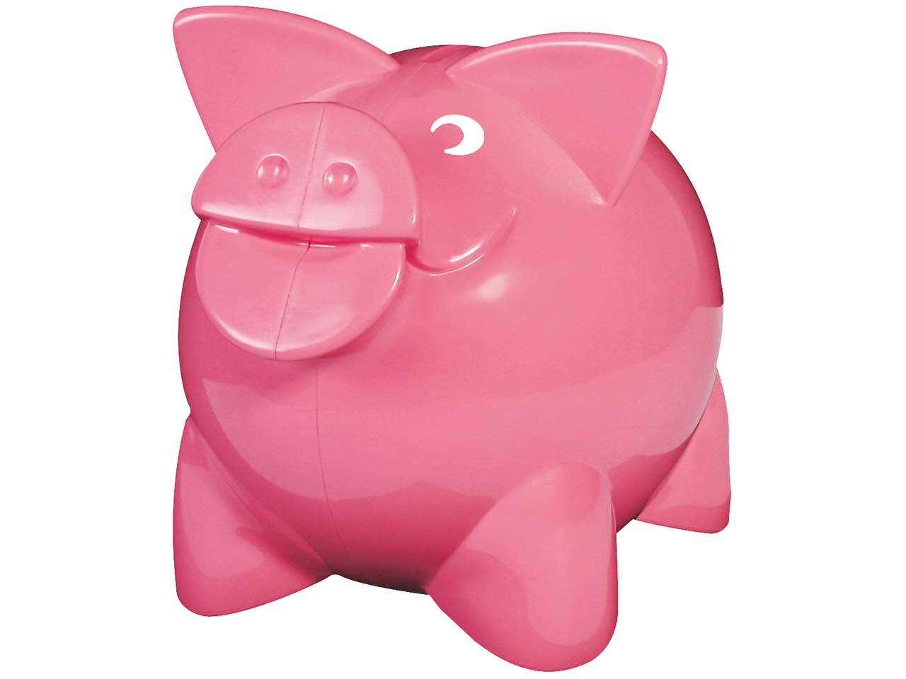 Sparschwein "Happy" inkl. 1-farbig seitlichem Aufdruck, rosa Vollton