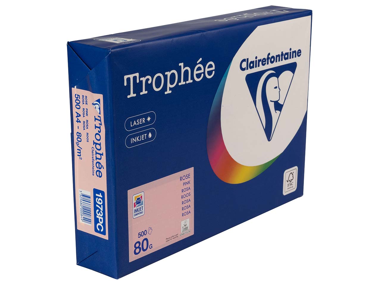 500 Blatt Clairfontaine Farbiges Kopierpapier "Trophee" 80 g/m², DIN A4, rosa
