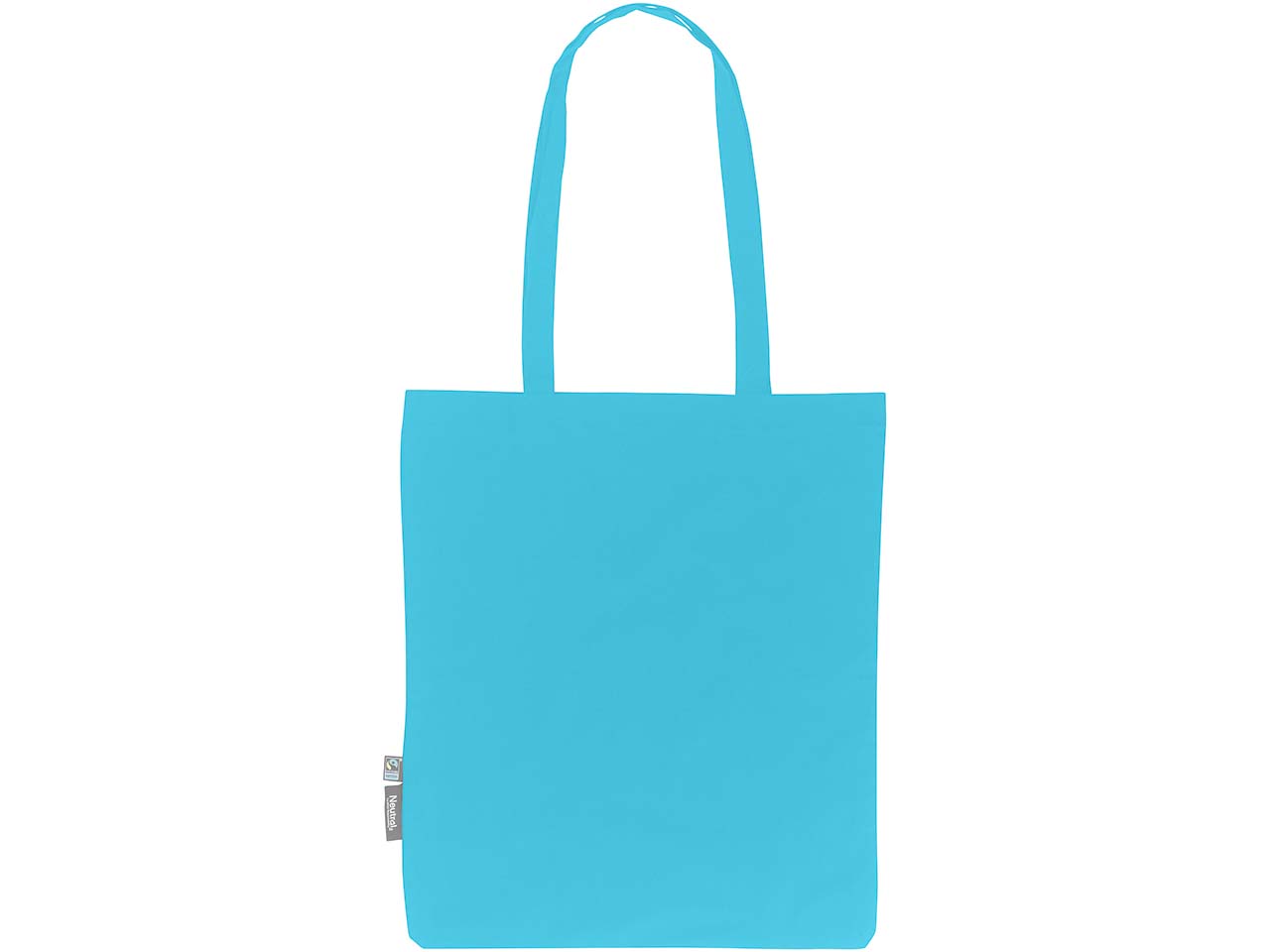 Neutral Bio-Baumwoll-Tragetasche mit langen Henkeln, sapphire