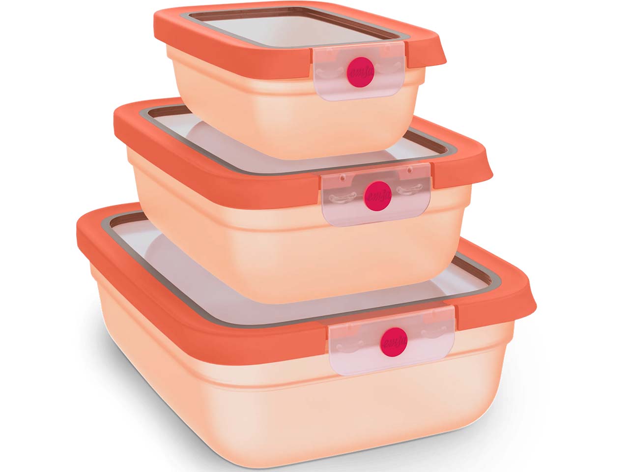 EMSA 3er-Set Frischhaltedosen "oneClick" 0,5l, 1,2l, 2,3 l,aus Kunststoff, orange