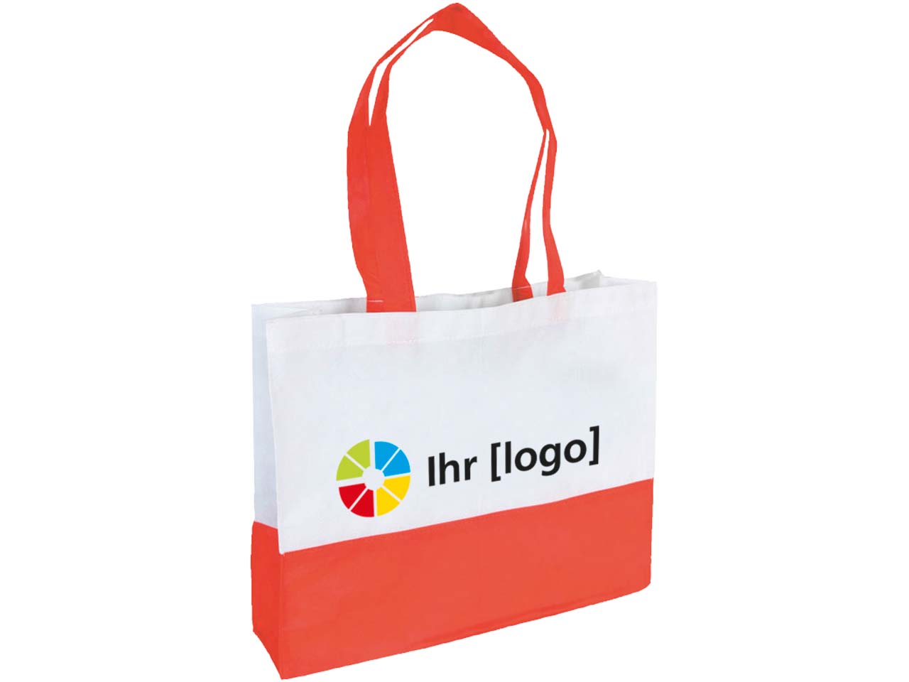 PP-Shopping-Taschen, weiß/rot 38x29x10 mit zwei Henkeln