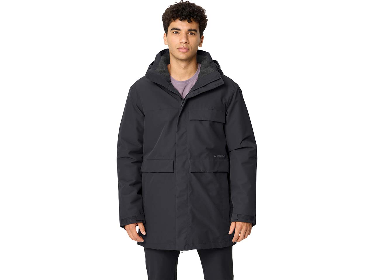 VAUDE Herren-Parka "Idris" mit 3 Fronttaschen, wasserdicht, phantom black, Gr. XL