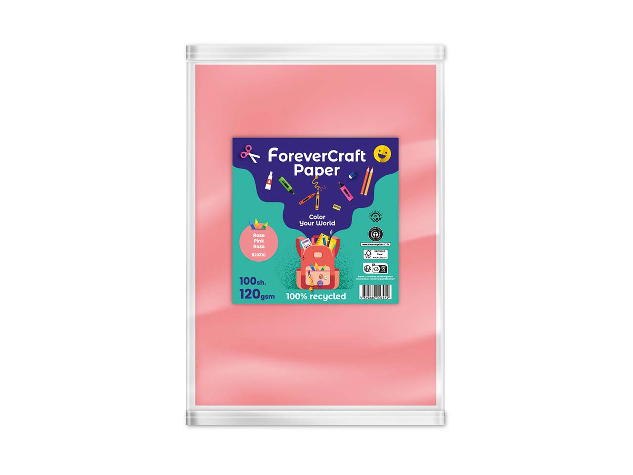 100 Blatt Tonpapier DIN A4 "forever craft paper" 120g/m² rosa