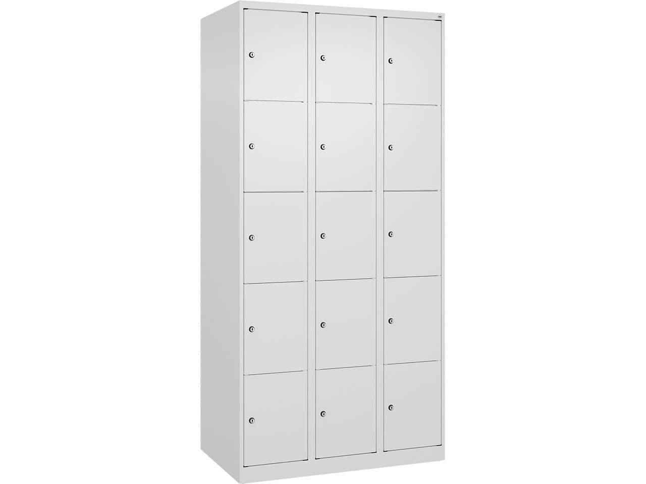 C+P Schließfachschrank Classic PLUS, 15 Fächer, 1850x900x500mm, Verkehrsweiß/Verkehrsweiß