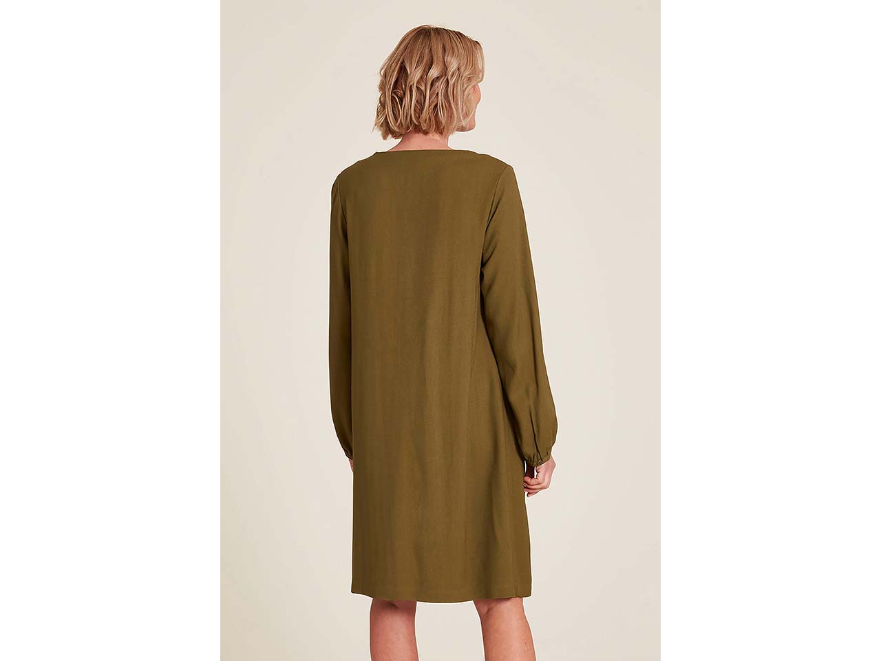 tranquillo Damen-Midi-Kleid mit Cut-Out-Ausschnitt, pesto, Gr. 36