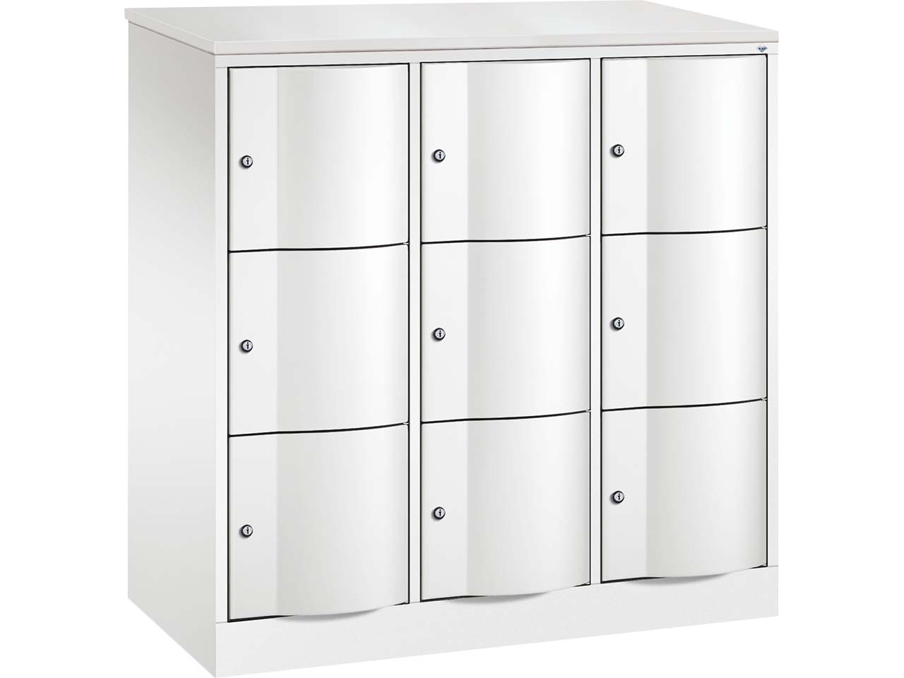Schließfachschrank 3 Türme, H1950xB1148xT540mm, 3er, Verkehrsweiß
