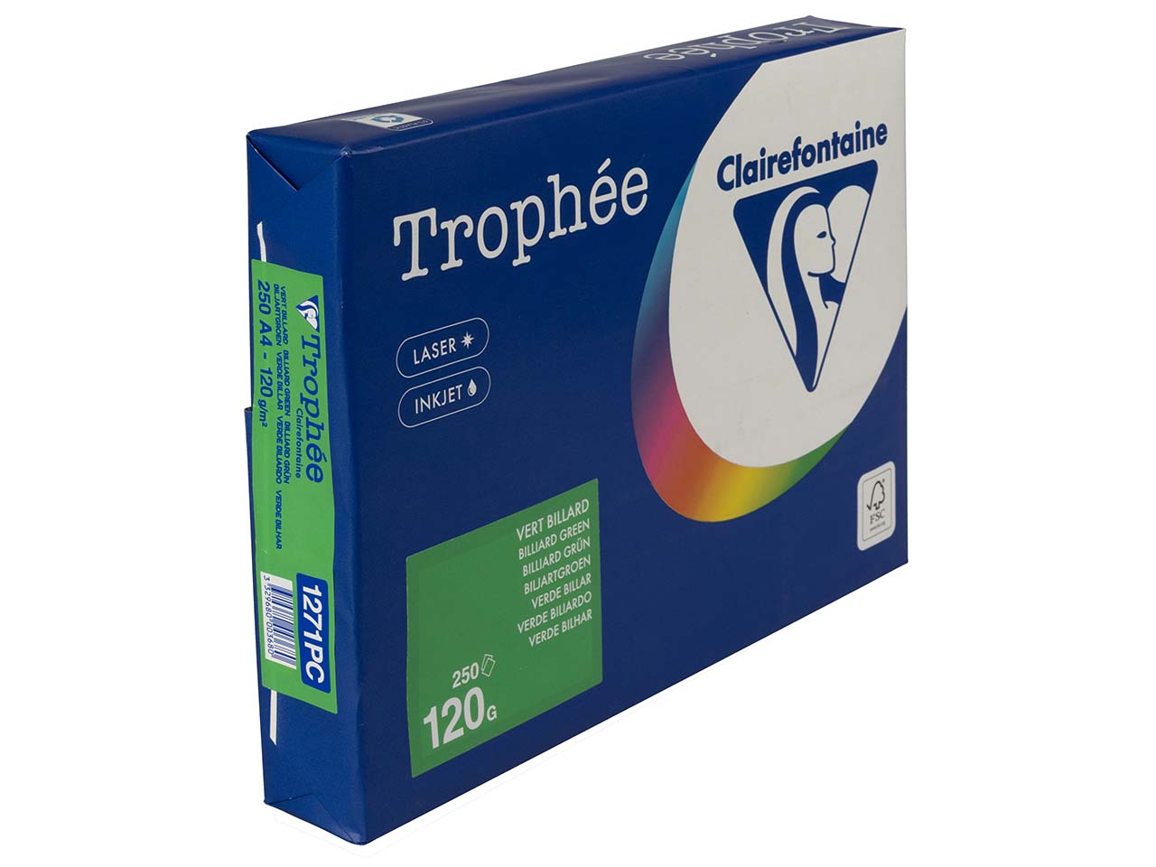 250 Blatt Clairfontaine Farbiges Kopierpapier "Trophee" 120 g/m², DIN A4, billiardgrün