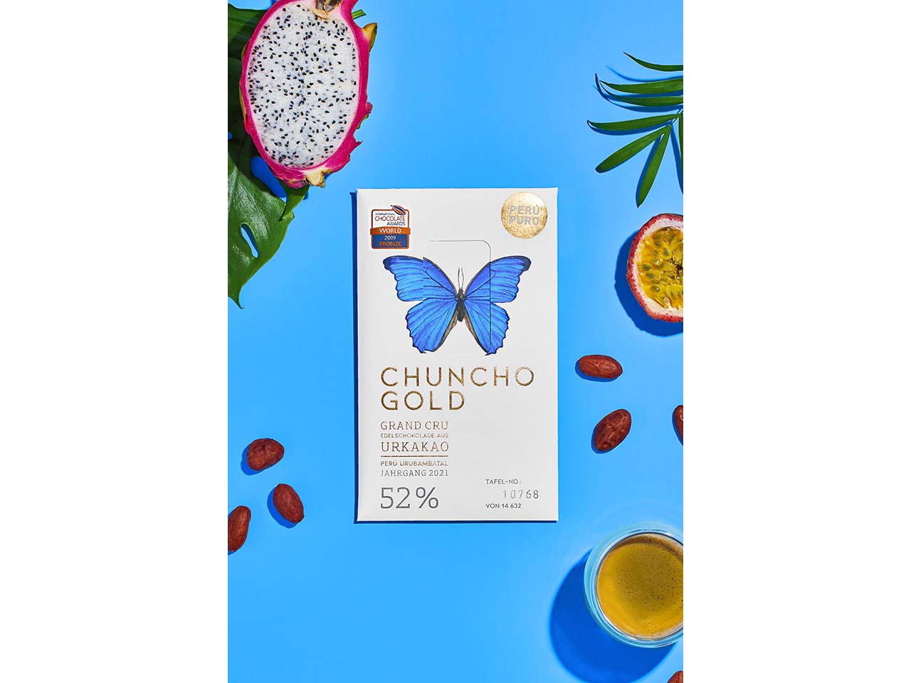 PERÚ PURO Dunkle Bio-Milchschokolade "CHUNCHO GOLD Grand Cru" 52 % Kakao, 70 g