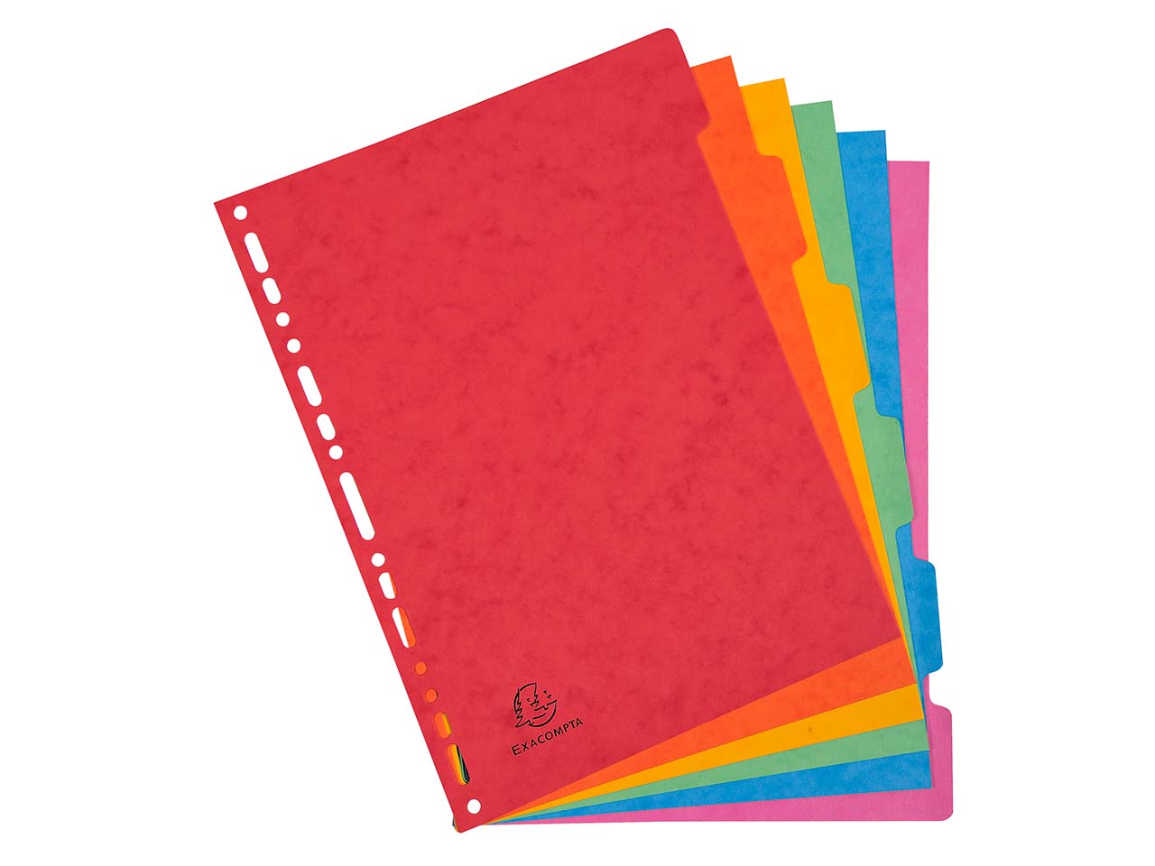 50 Exacompta Register, Colorspan-Karton, 6 Taben neutral, 400 g/m², DIN A4, sortiert