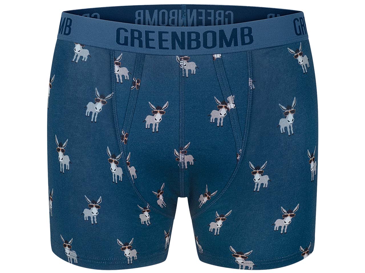 GREENBOMB Bio-Herren-Boxershort 'Funky Donkey 2', blau mix, Gr. XL