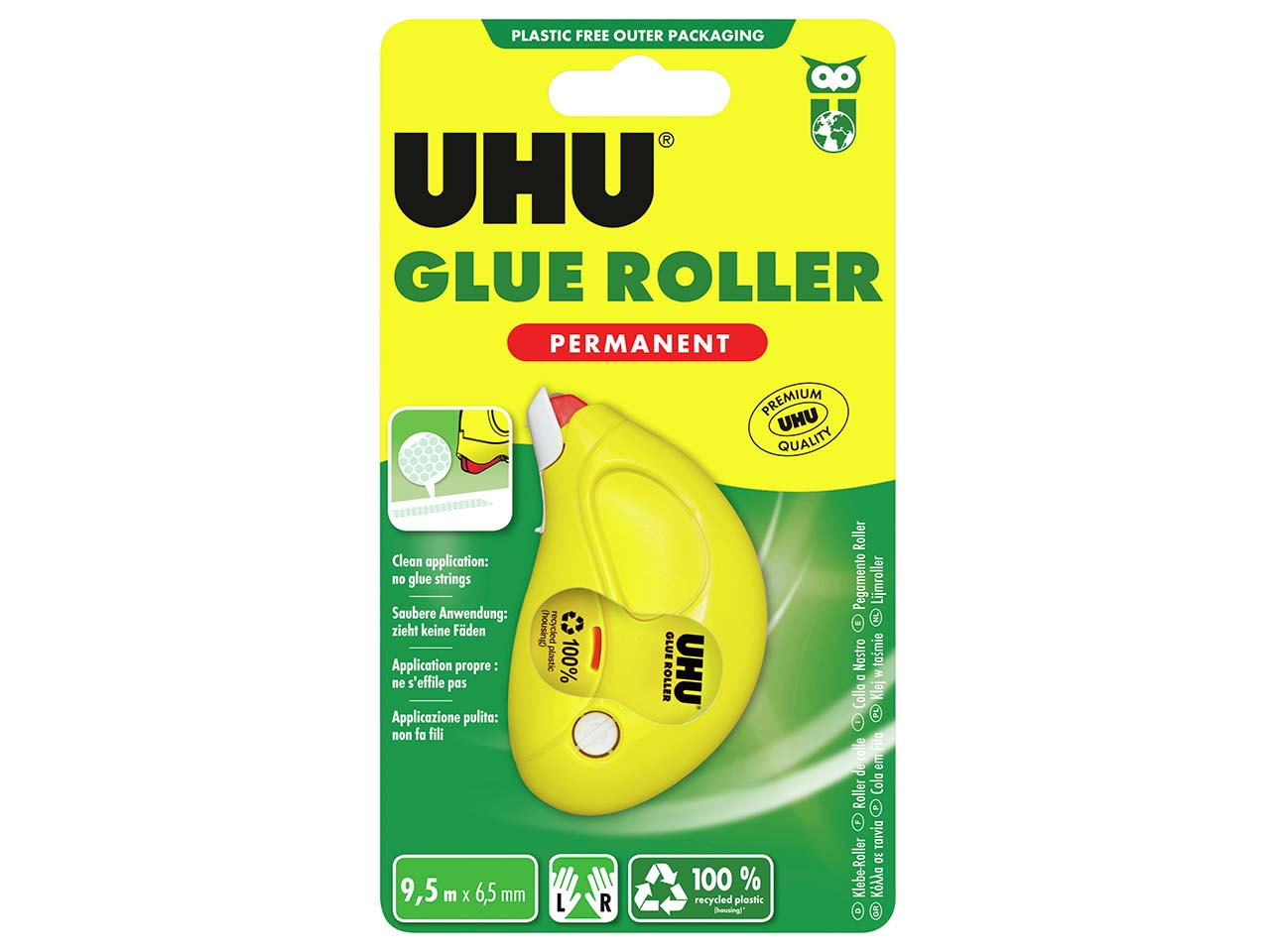UHU Kleberoller "Glue Roller" permanent, 9,5 m x 6,5 mm