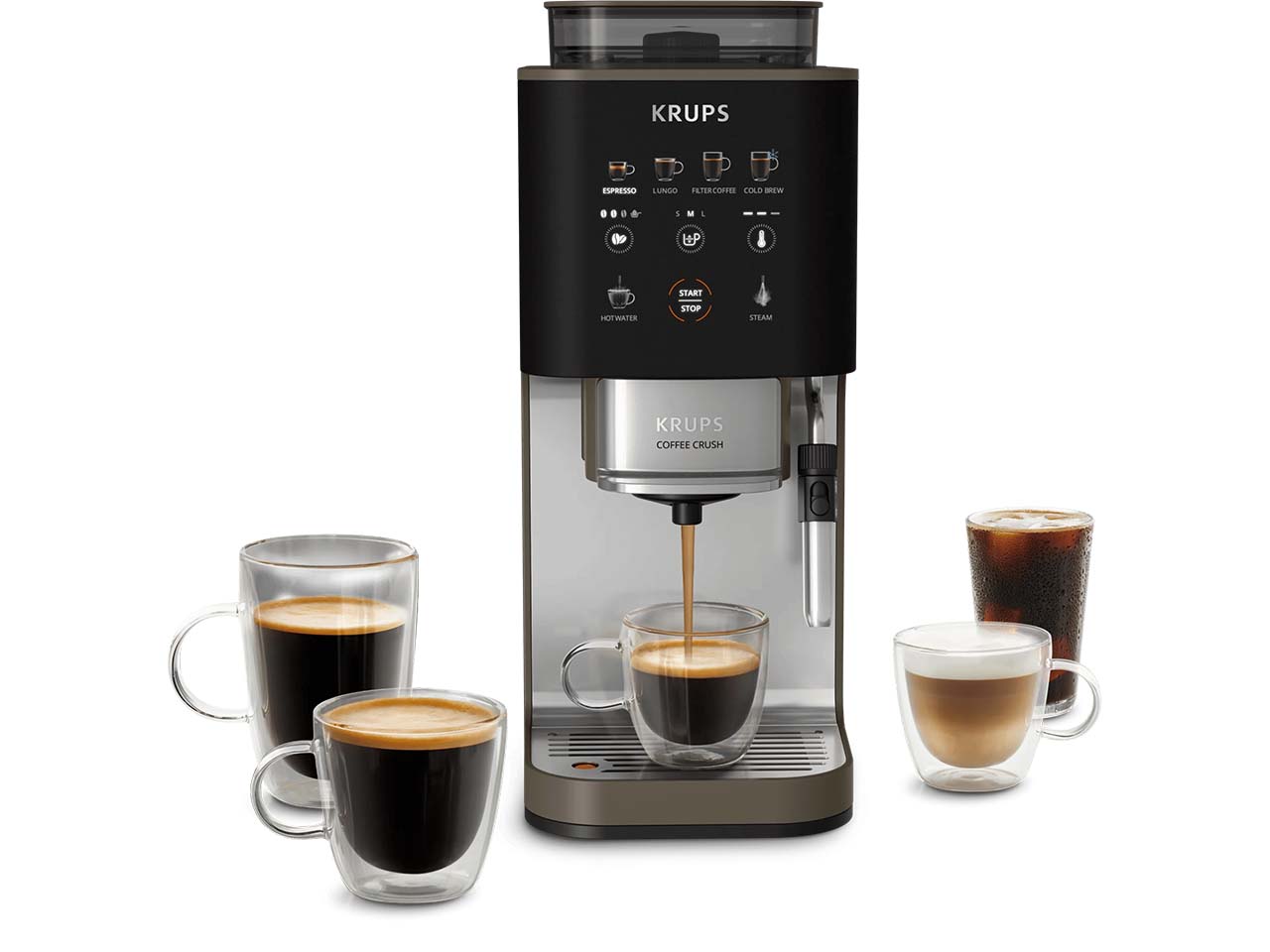 KRUPS Kaffeevollautomat "Coffee Crush Experience Lioness", schwarz/silber