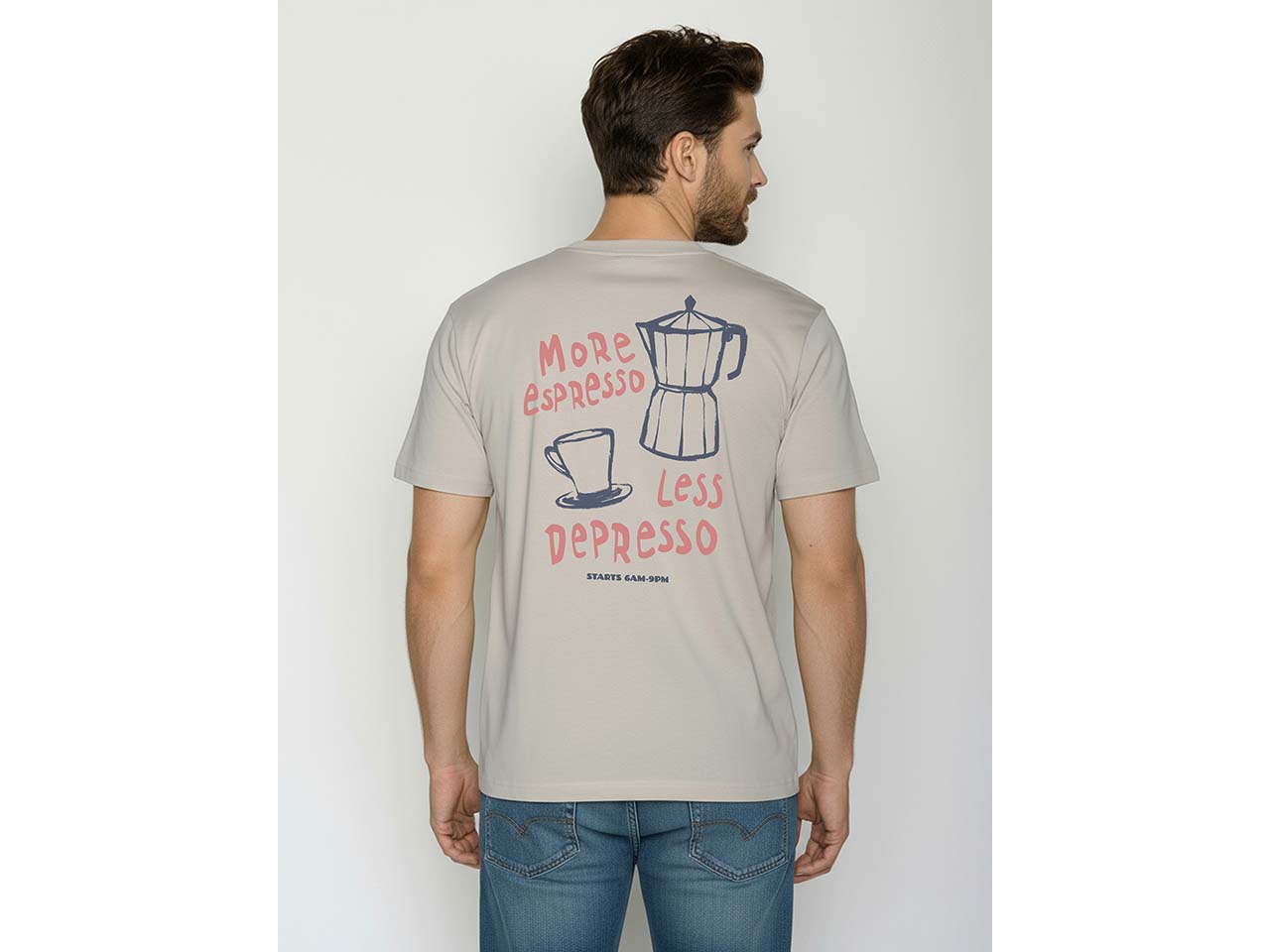 GREENBOMB Bio-Herren-T-Shirt 'Espresso' mit Rücken-Print, sandstone, Gr. XL