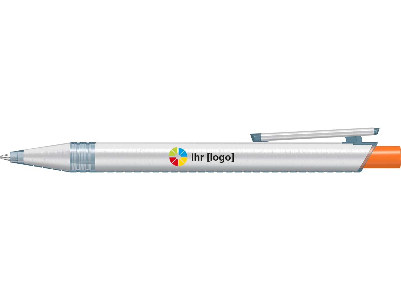 uma Kugelschreiber "recycelt PET PEN ALUMA" mit transparent farbigem Drücker, orange