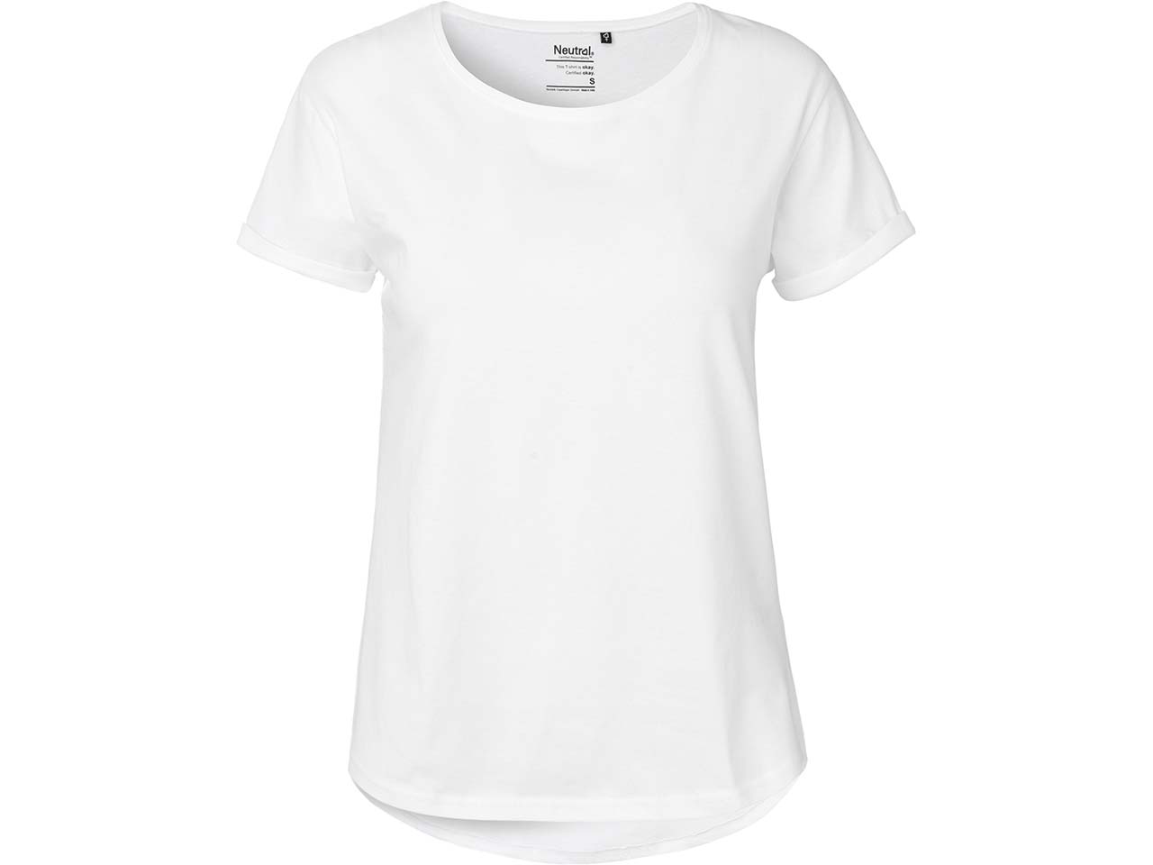 Neutral Bio-Damen-T-Shirt mit Roll-Up-Ärmeln, weiß, Gr. XL