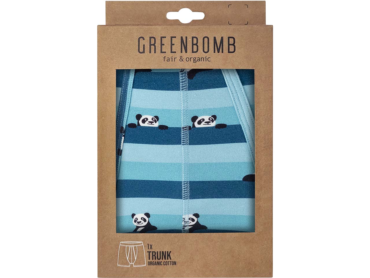 GREENBOMB Bio-Herren-Boxershort "Panda Stripes 2", mix, Gr. L
