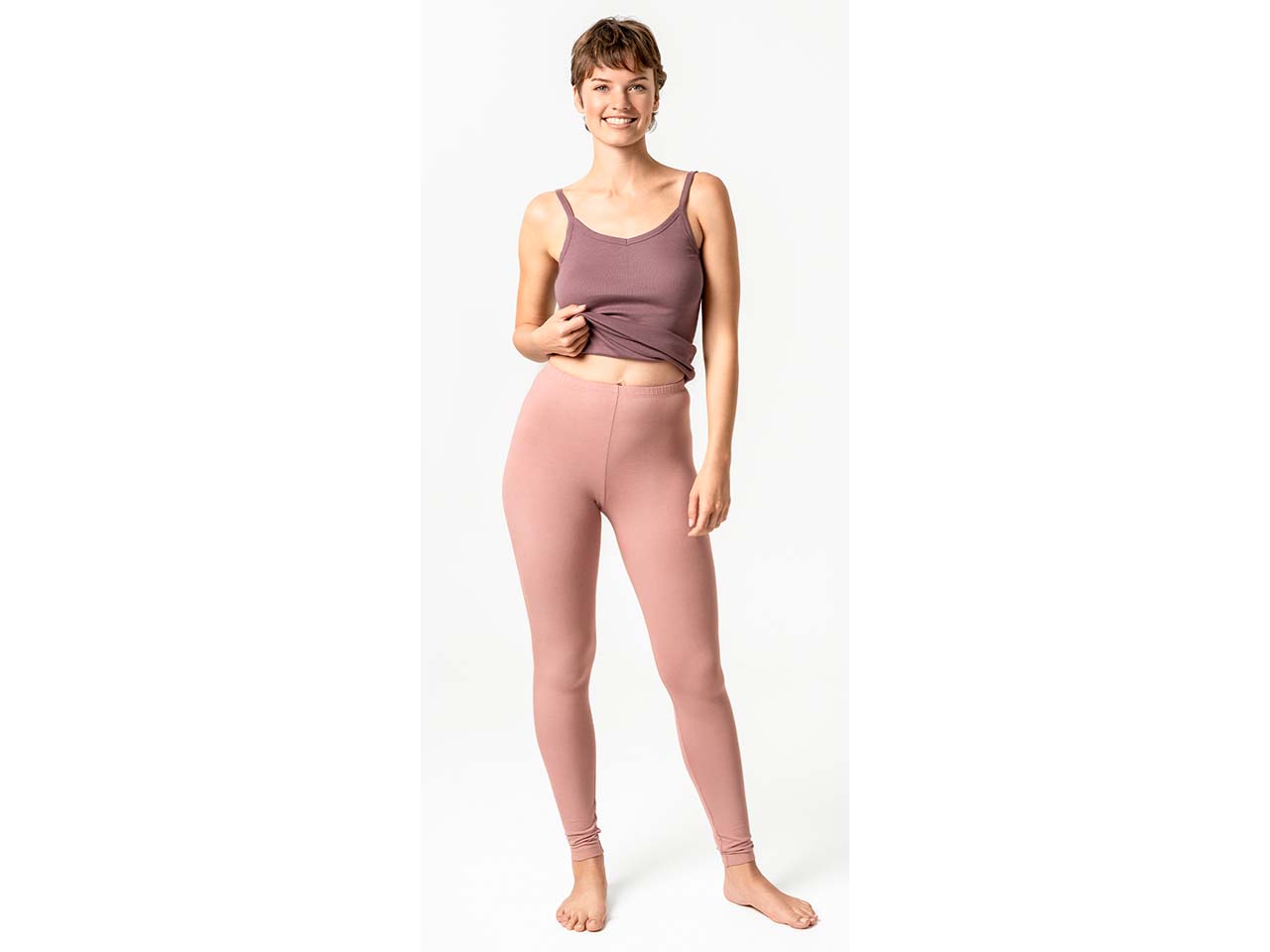 Living Crafts Bio-Damen-Leggings "ANNEDORE" ohne Seitennähte, dried rose, Gr. L