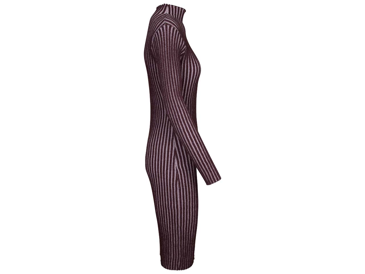 MELA Bio-Damen-Rippstrickkleid "SHIVANI" mit Stehkragen, rosine/lilac, Gr. L