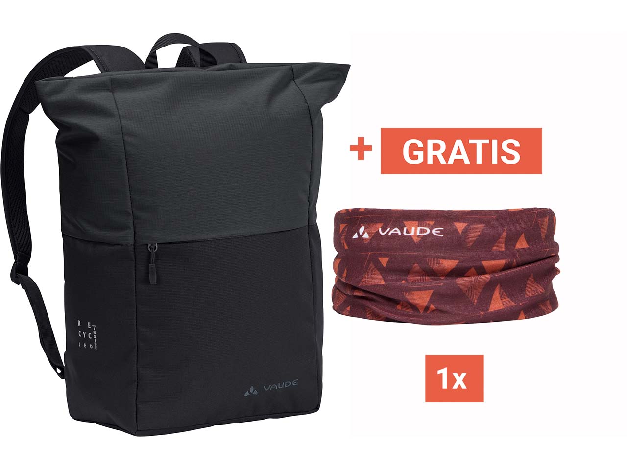 VAUDE Rucksack "Wala" black + GRATIS Multifunktionstuch "Multitube" dark oak
