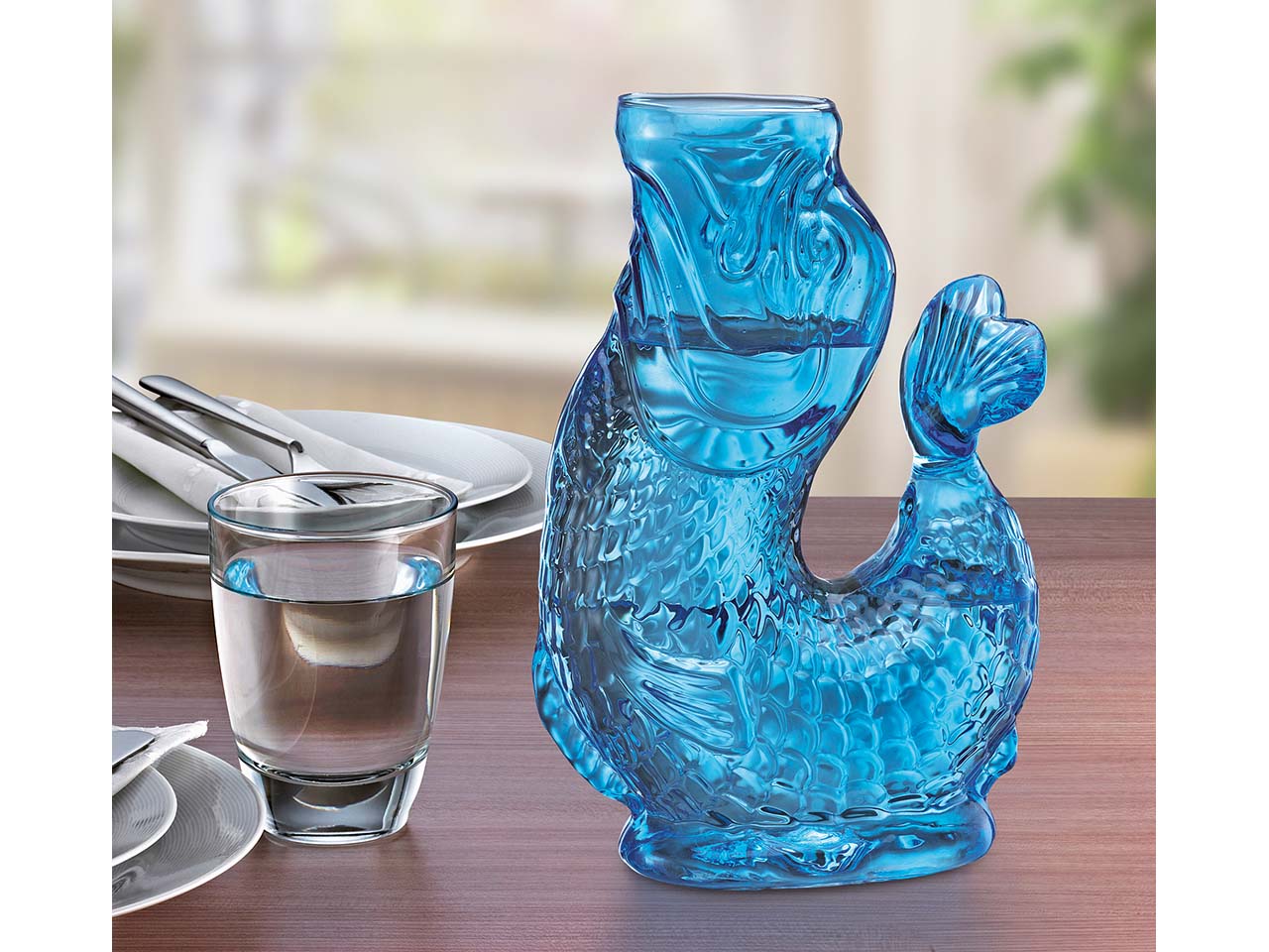 cilio Karaffe "NEMO" aus Borosilikatglas 1 l, blau