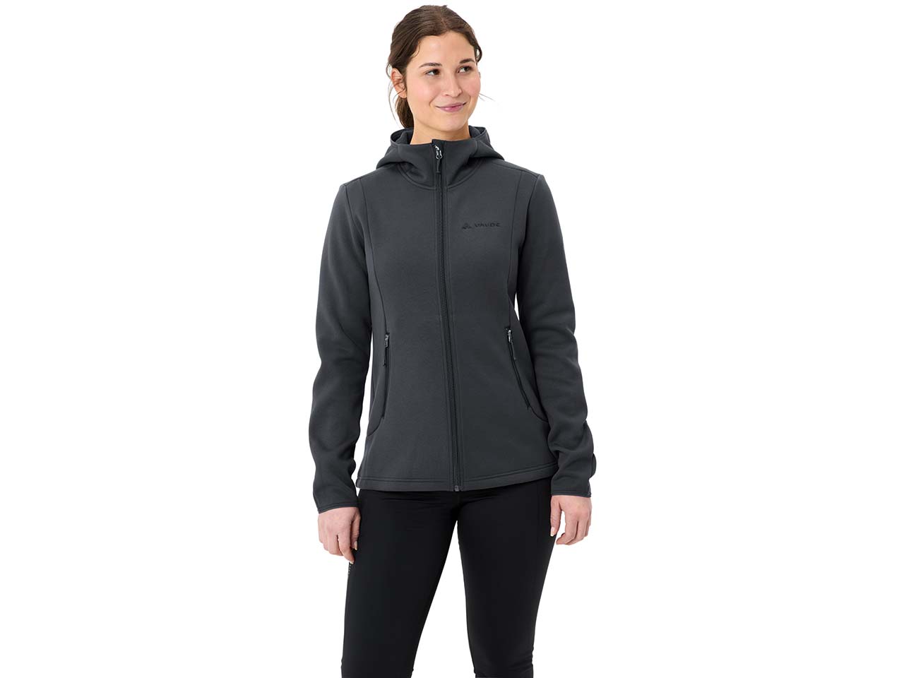 VAUDE Damen-Fleecejacke 'Idris' mit angeschnittener Kapuze, phantom black, Gr. 38