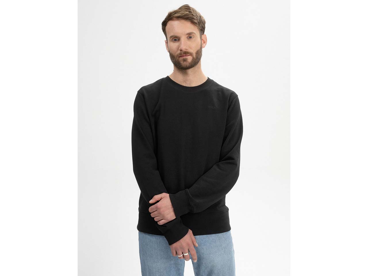 MELA Bio-Herren-Sweatshirt 'ADIL' mit Rundhalsausschnitt, schwarz, Gr. XL