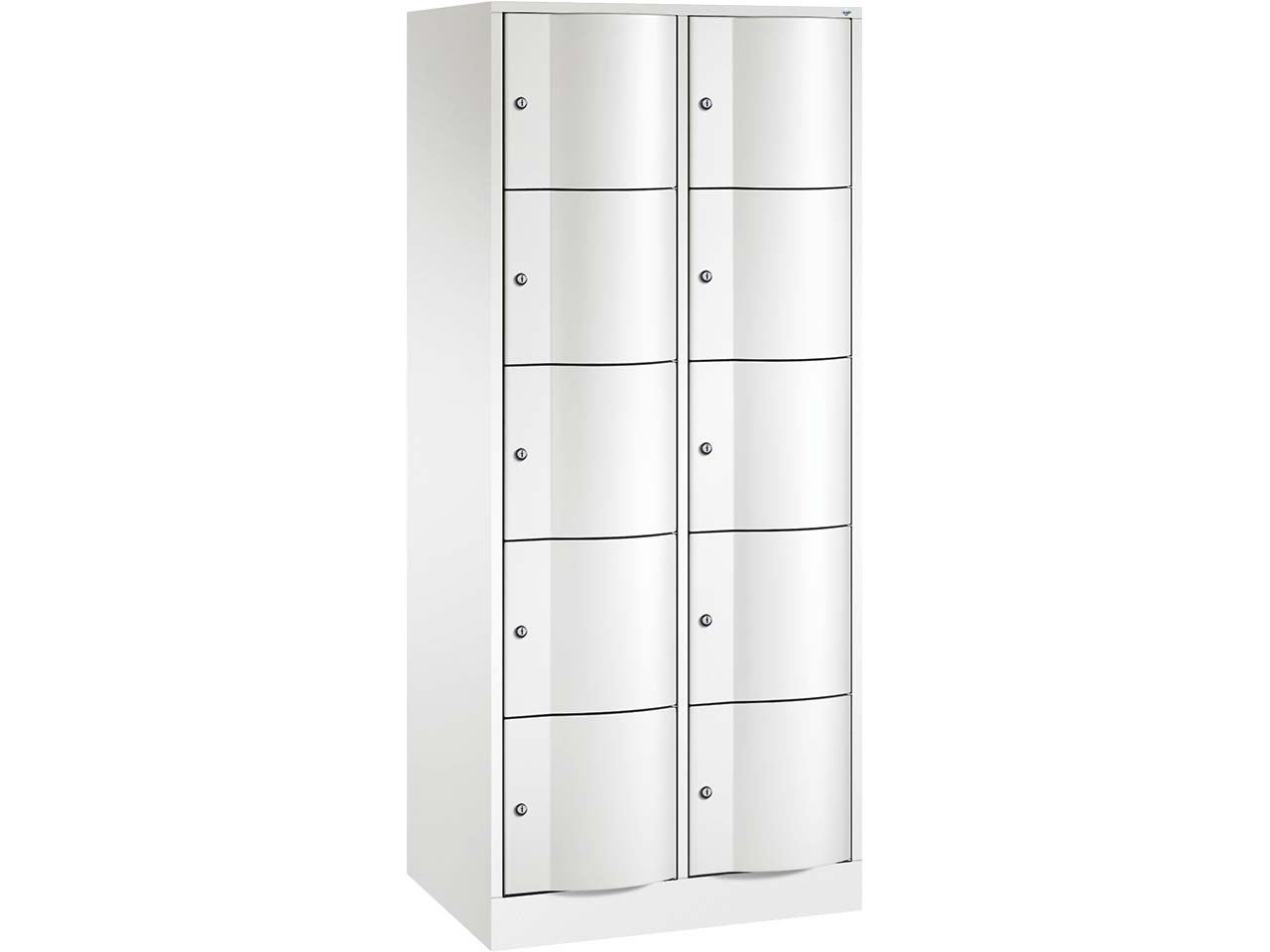 Schließfachschrank 2 Türme, H1950xB772xT540mm, 5er, Verkehrsweiß