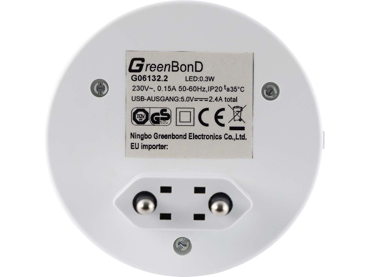 REV Nachtlicht LED mit 2 USB-Steckdosen und Dämmerungsautomatik, 0,3 W, weiß