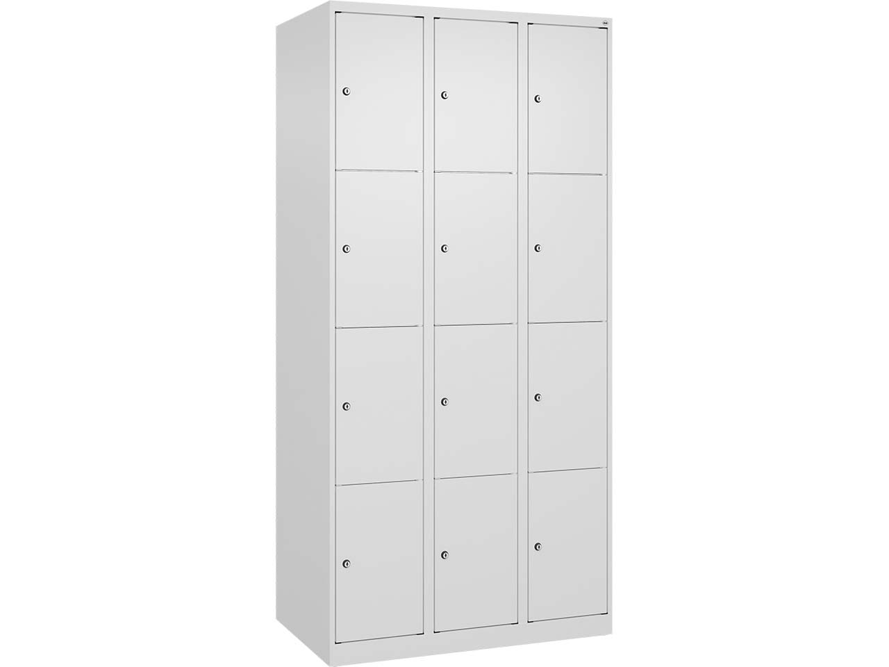 C+P Schließfachschrank Classic PLUS, 12 Fächer, 1850x900x500mm, Verkehrsweiß/Verkehrsweiß