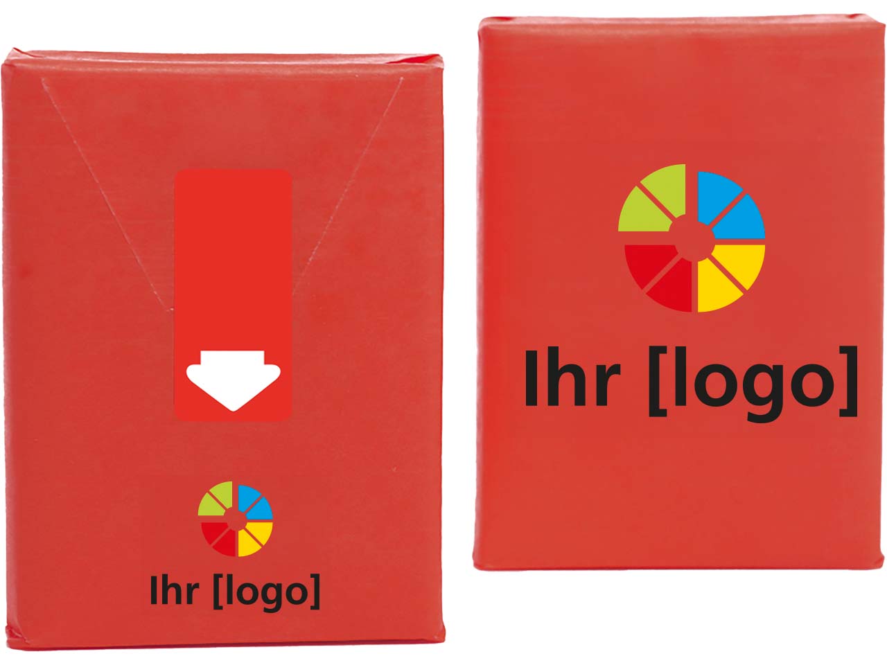 Taschentücher in FSC-Papierverpackung inkl. Aufdruck, Etikett rot
