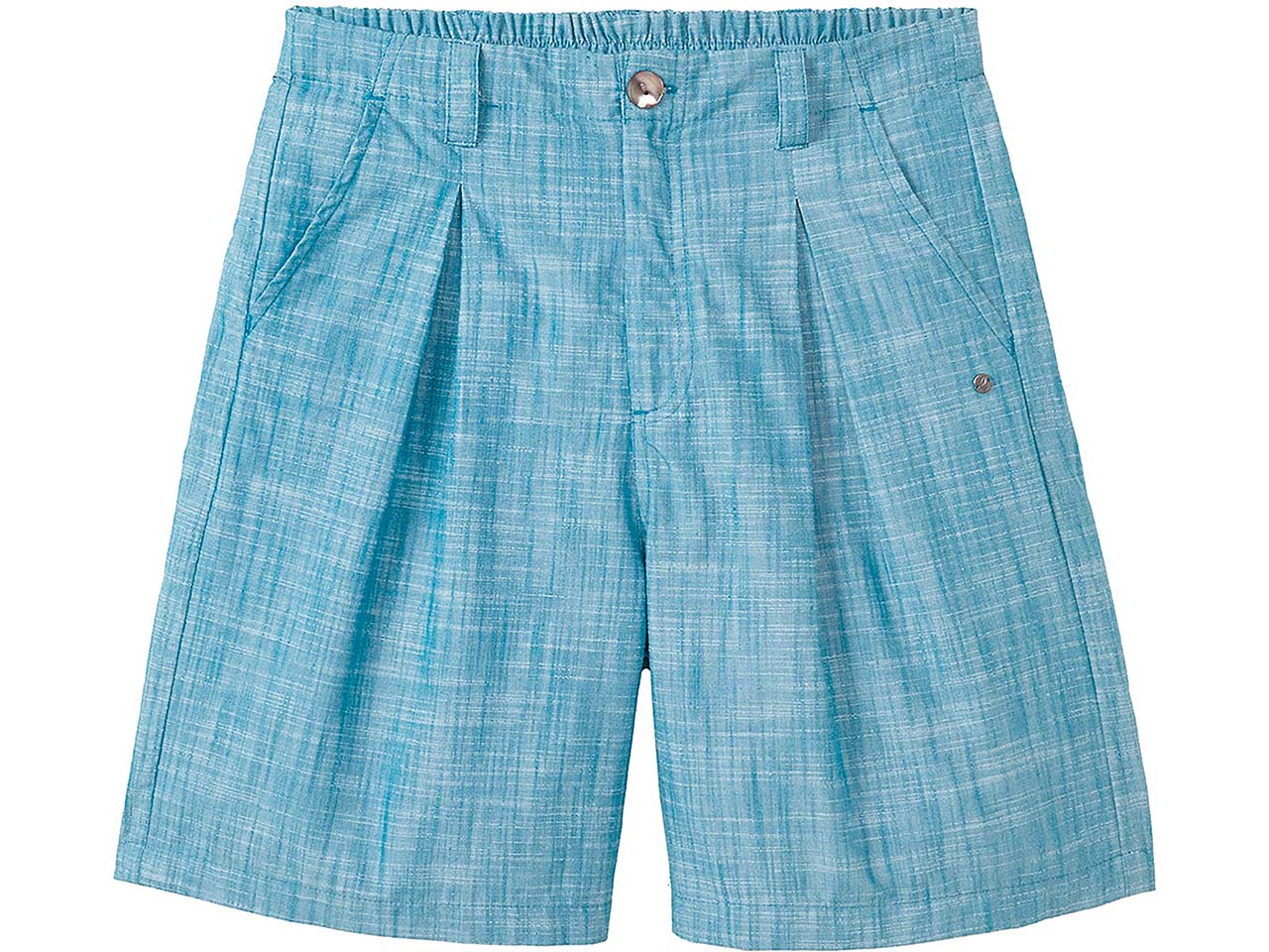 tranquillo Bio-Damen-High-Waist-Short in Leinenoptik, teal, Gr. 38