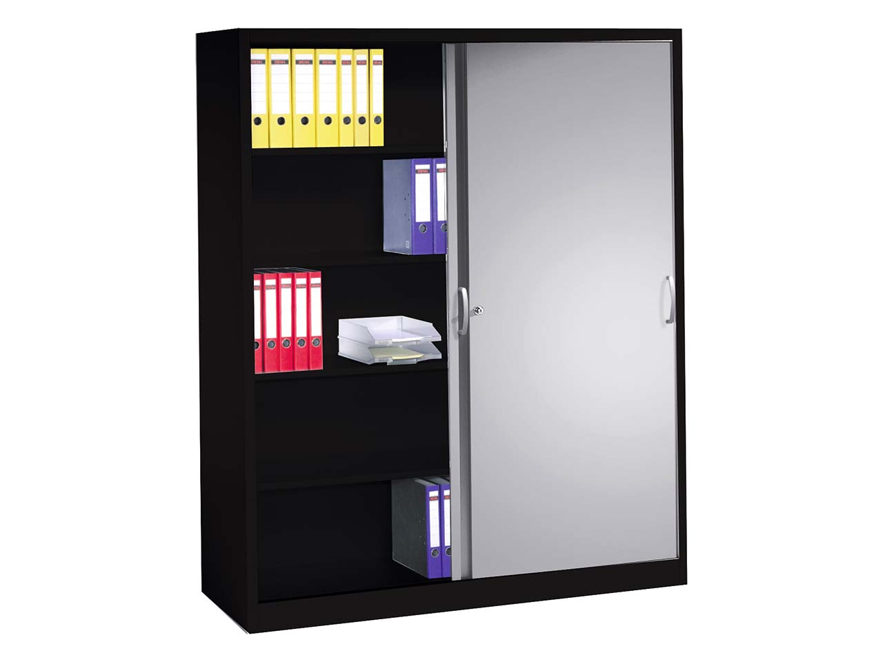 Schiebetürenschrank aus Stahl 160 cm breit anthrazit/alusilber  T 40  H 195