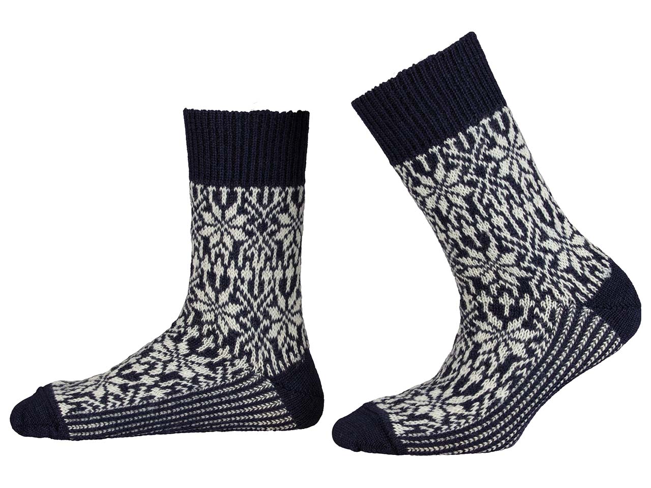 Hirsch Natur Unisex-Wollsocken 'Norweger Sternenmuster' blau/natur, Gr. 40/41