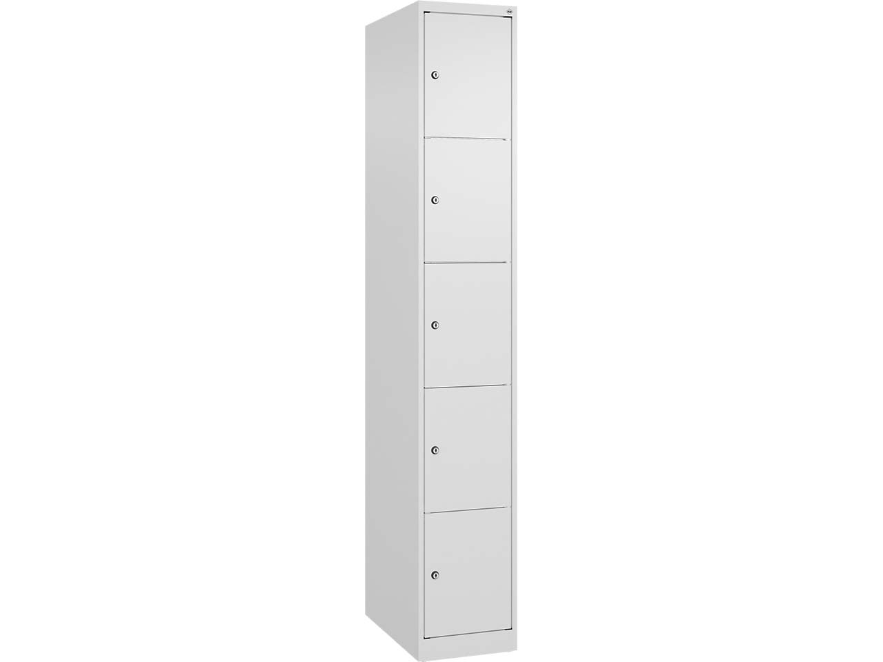 C+P Schließfachschrank Classic PLUS, 5 Fächer, 1850x300x500mm, Verkehrsweiß/Verkehrsweiß