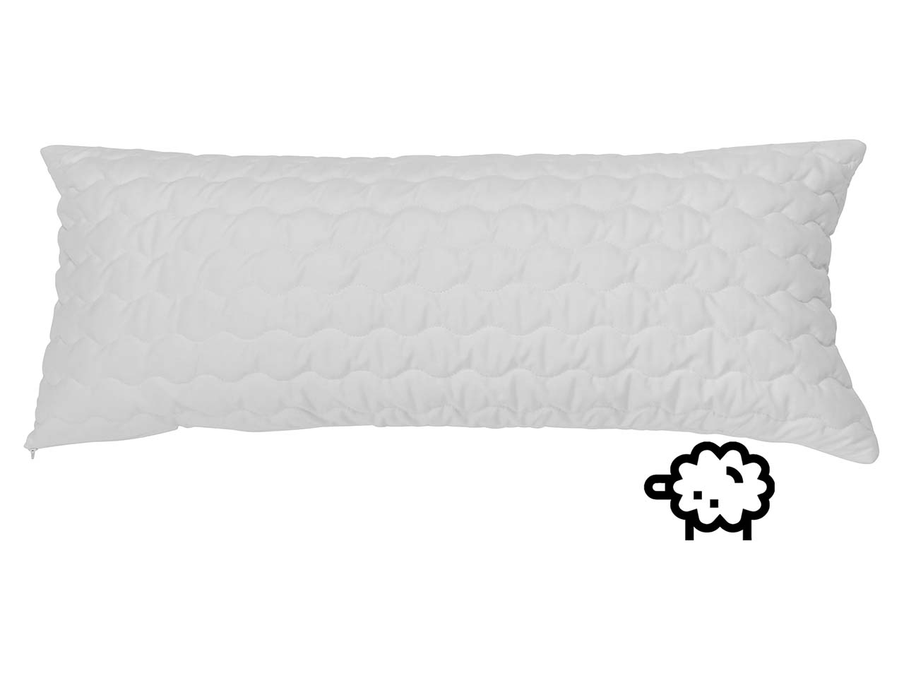 Kopfkissen mit Wellennaht 40 x 80 cm, mit Schafschurwollfüllung 650g