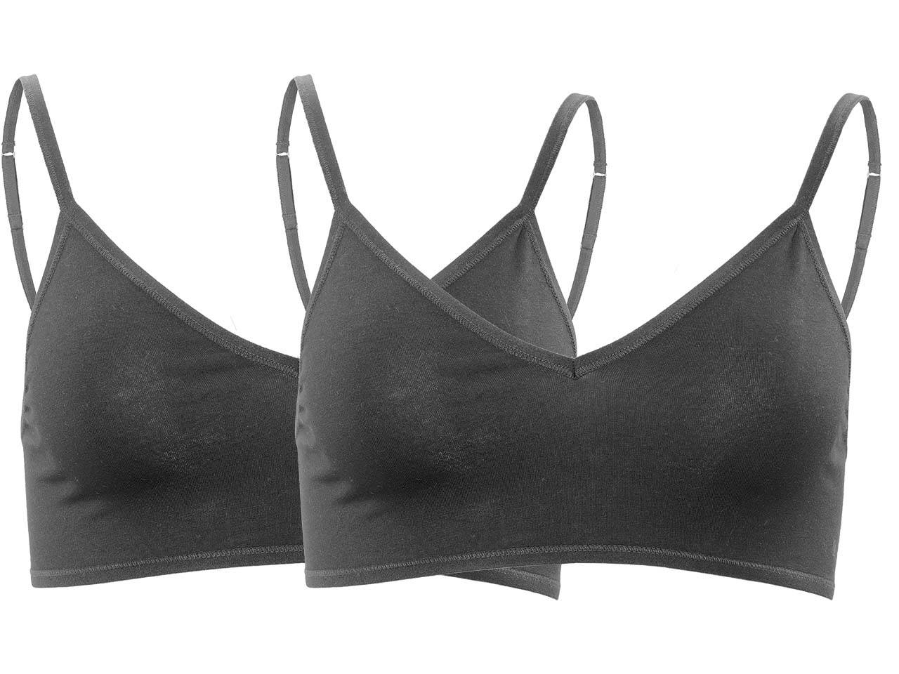 Living Crafts 2er-Pack Bio-Damen-Bustier 'TAMILLA' mit V-Ausschnitt, black, Gr. L