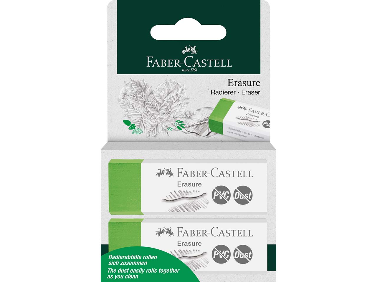 Faber-Castell Radierer "Erasure" PVC-frei & Dust-free 10, 2 Stk.
