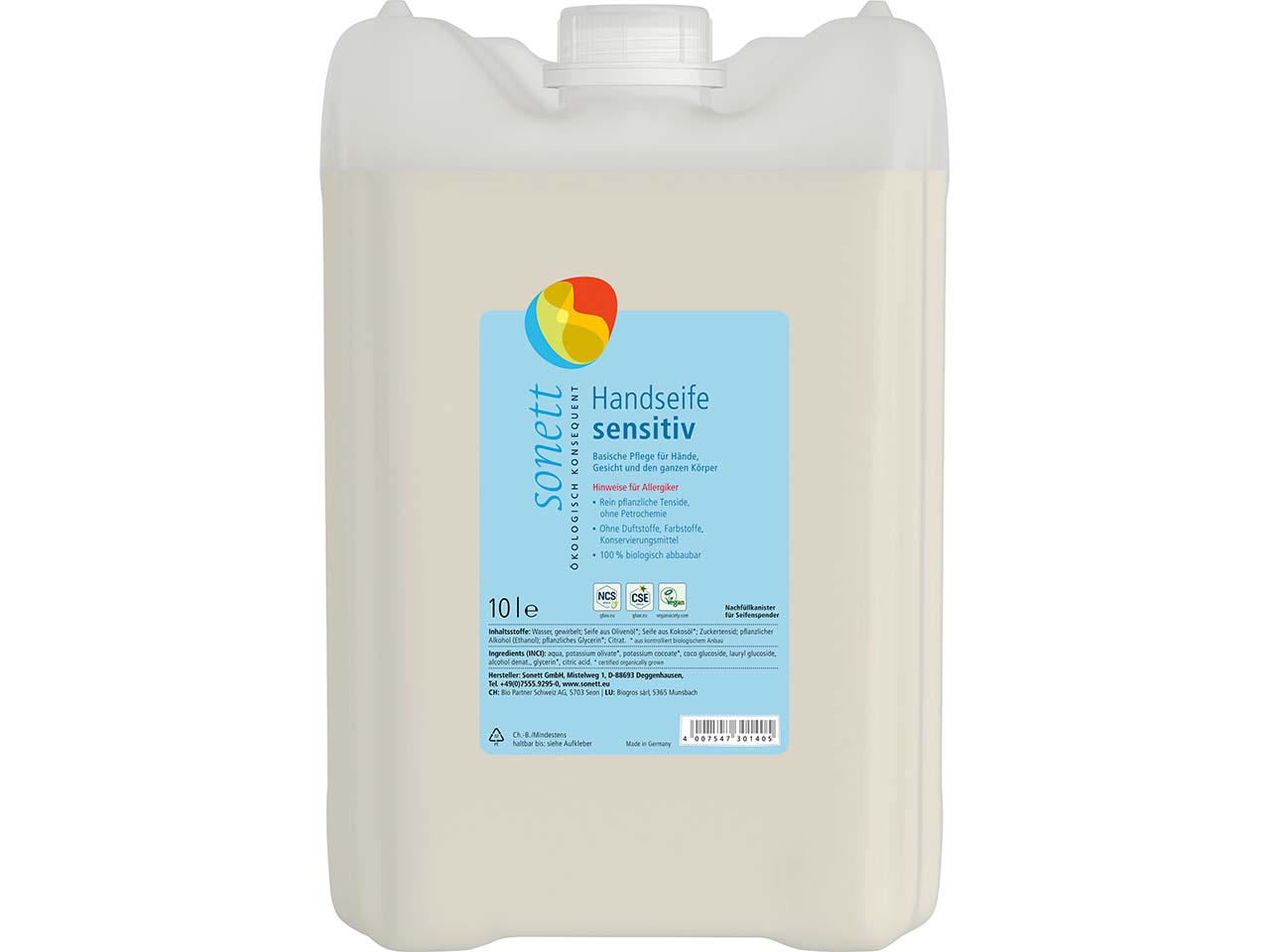 Sonett Handseife "Sensitiv", Nachfüllung, 10 l