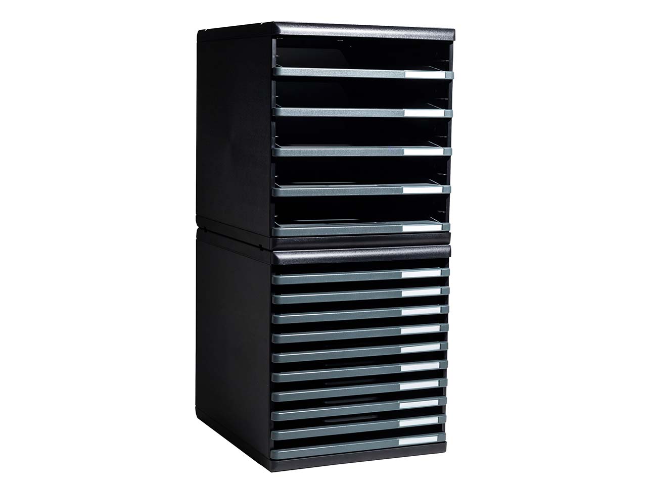 Exacompta Schubladenbox Modulo "ECOBlack", DIN A4+, 5 Schubladen offen, dunkelgrau