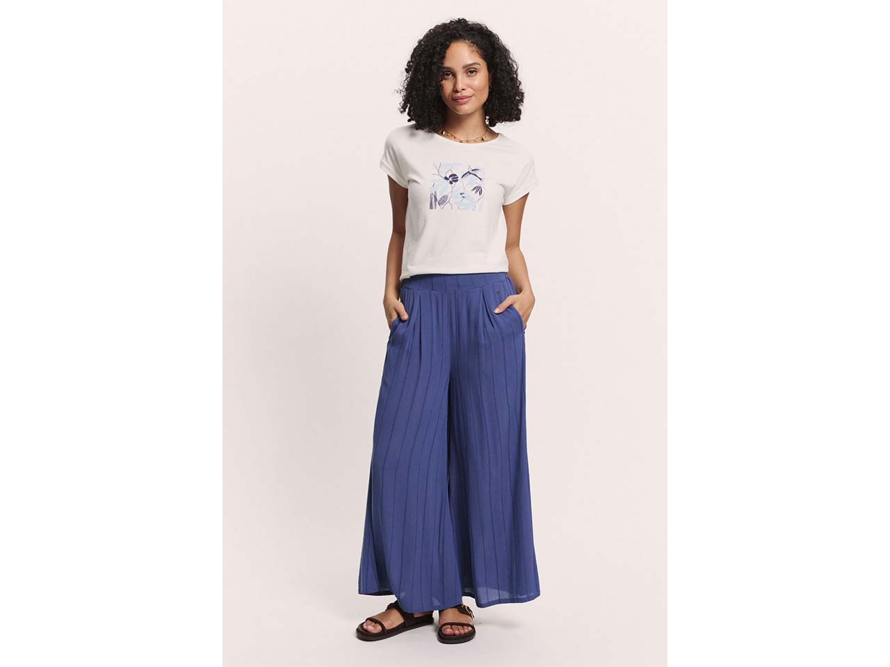 tranquillo Damen-Culotte "Paulaa" aus Crinkle-Viskose, indigo blue, Gr. 40