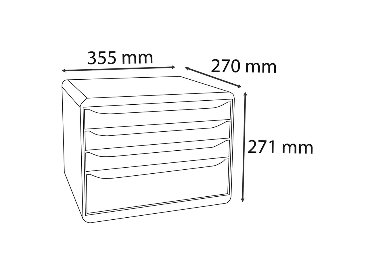 Exacompta Schubladenbox Big Box Plus "ECOBlack", DIN A4+quer, 4 Schubladen, schwarz