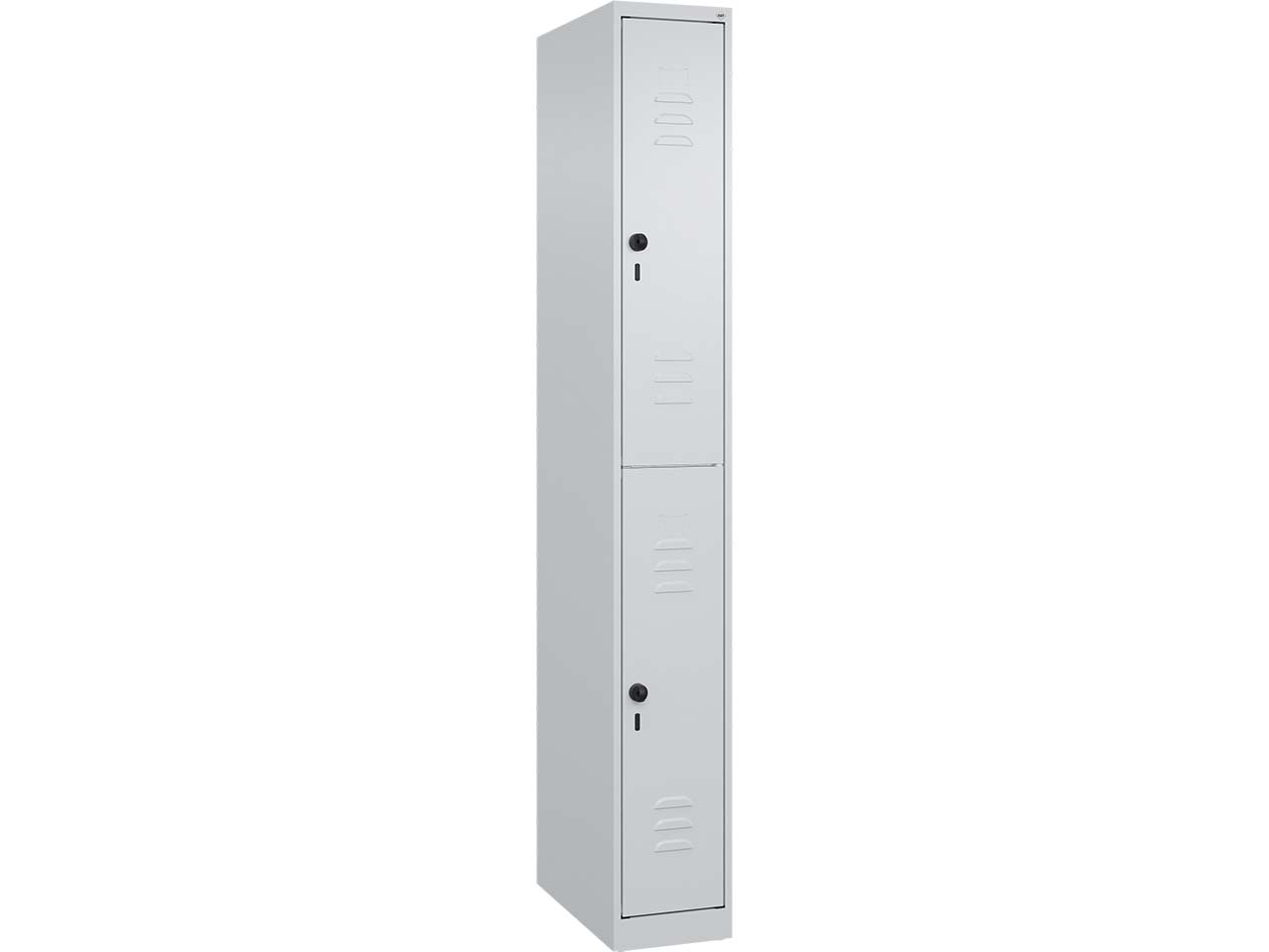C+P Doppelstock-Spind Classic PLUS, 2 Fächer, 1850x250x500mm, Lichtgrau/Lichtgrau